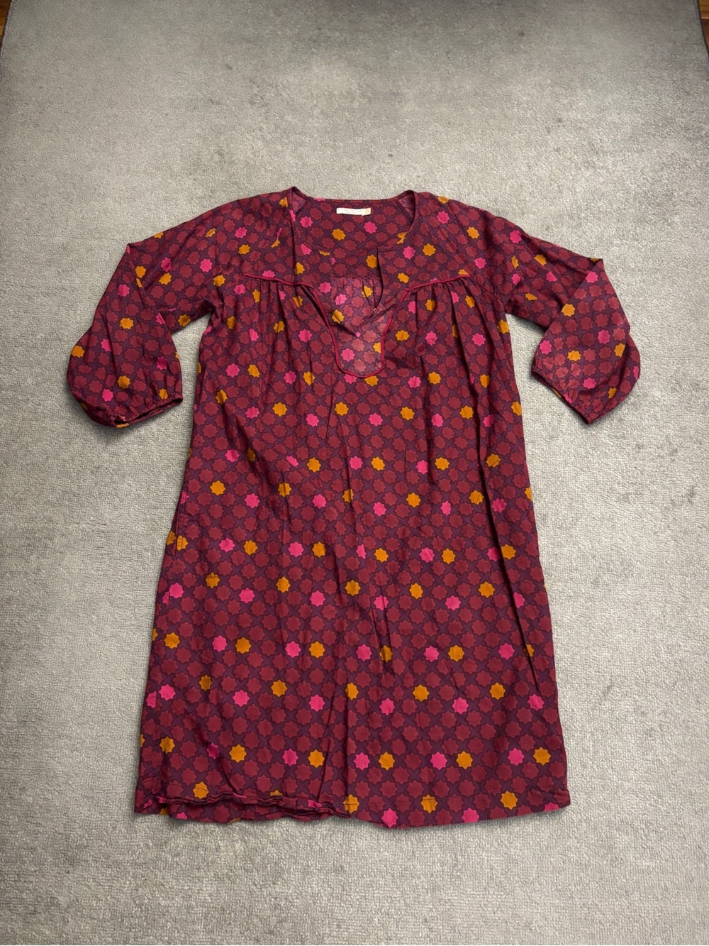 Pink Chicken New York Floral Cotton Tunic Dress Burgundy Women’s